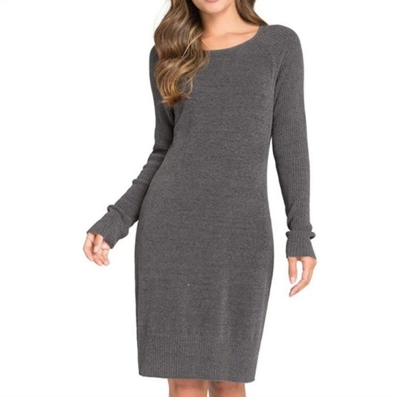 🍒NWT🍒 BAREFOOT DREAMS DARK GRAY LONG SLEEVE DRESS - Picture 7 of 10